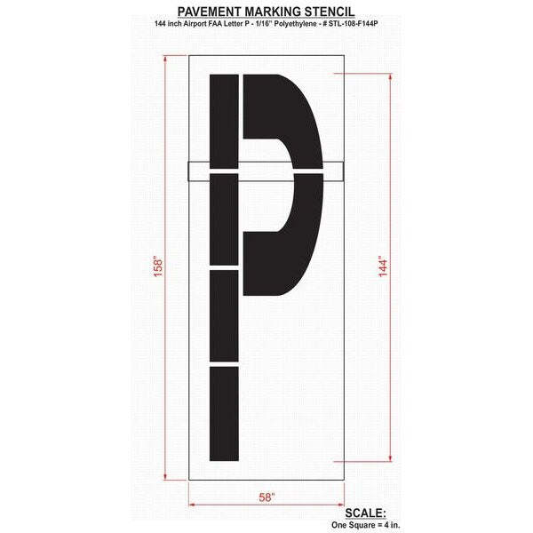 Airport Pavement Stencil, P, 144 in