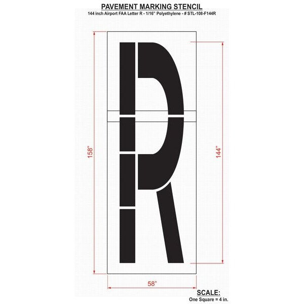 Airport Pavement Stencil, R, 144 in