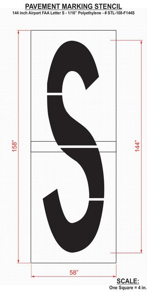 Airport Pavement Stencil, S, 144 in