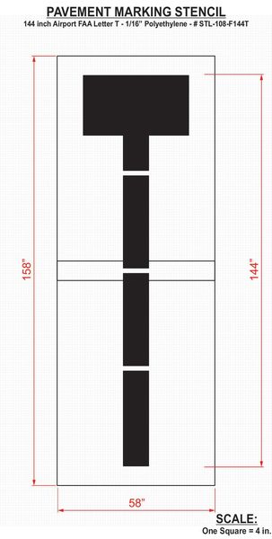 Airport Pavement Stencil, T, 144 in