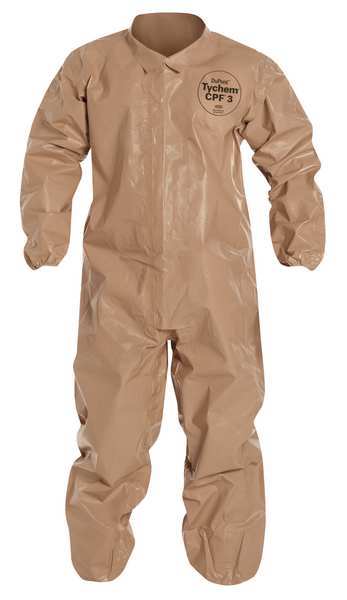 Collared Chemical Resistant Coveralls, Tan, Zipper