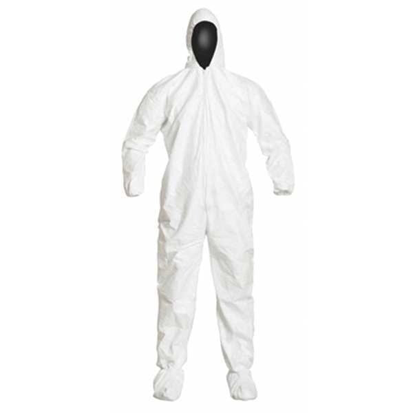 Collared Disposable Coveralls, 25 PK, White, High Density Spunbond Polyethylene, Zipper