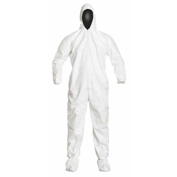 Collared Disposable Coveralls, 25 PK, White, High Density Spunbond Polyethylene, Zipper