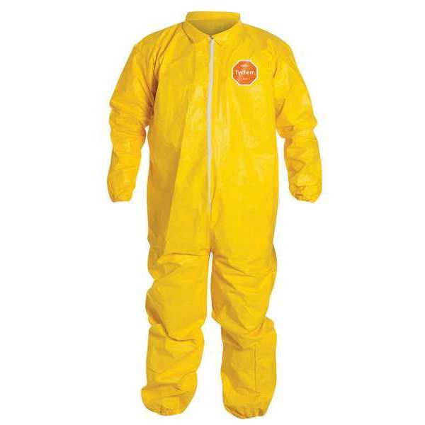 Collared Chemical Resistant Coveralls, Yellow, Zipper