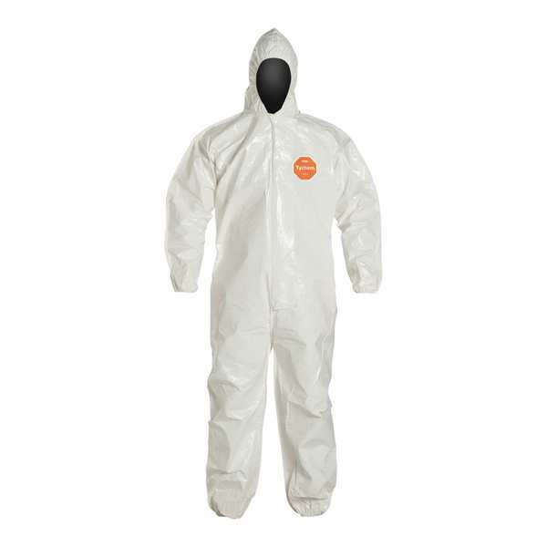 Hooded Chemical Resistant Coveralls, 12 PK, White, Zipper