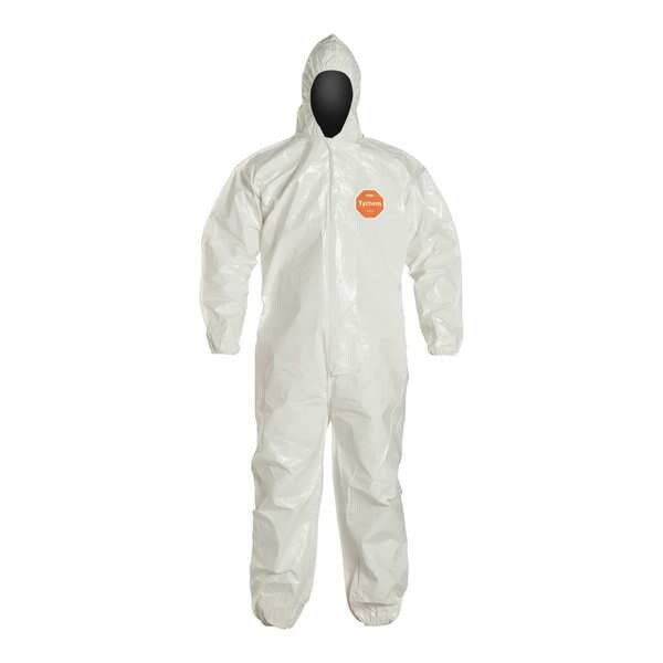 Hooded Chemical Resistant Coveralls, 12 PK, White, Zipper