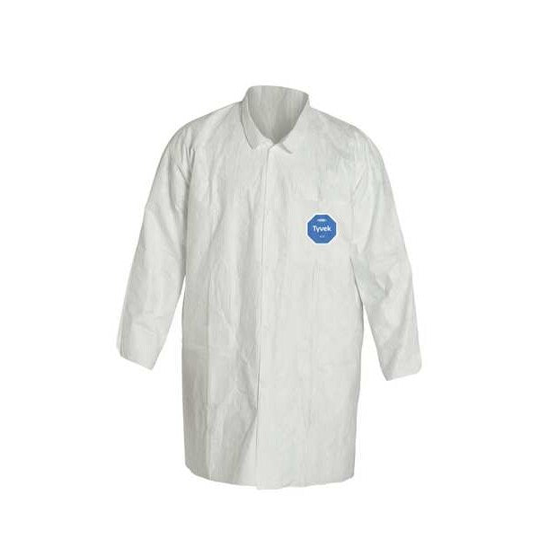 Disp. Lab Coat, XL, Tyvek 400, White, PK8