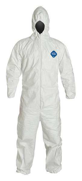 Tyvek 400 Hooded Disposable Coveralls, 7XL, Zipper, Elastic Wrist, Elastic Ankle, White, 25 Pack