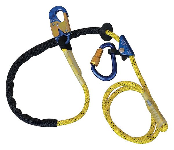 Positioning Lanyard, 8 ft., 310 lb. Weight Capacity, Yellow