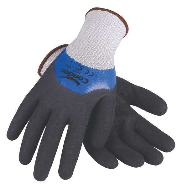 Nitrile Coated Gloves, 3/4 Dip Coverage, Black/Blue, S, PR
