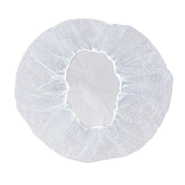 Hairnet, Polyester, White, 24 in Dia., Size Large, 1000 Per Case