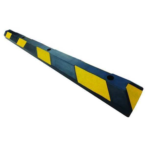 Parking Curb, Rubber, 4 in H, 4 ft L, 6 in W, Black/Yellow