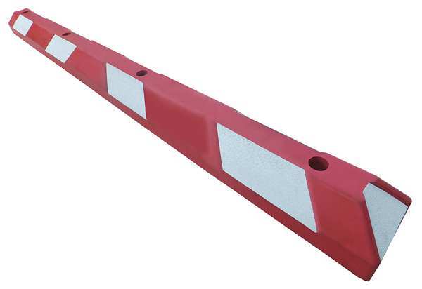 Parking Curb, Rubber, 4 in H, 6 ft L, 6 in W, Red/white