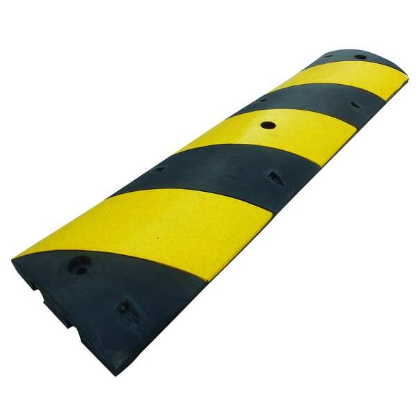 Speed Bump, Rubber, 2 1/4 in H, 4 ft L, 12 in W, Black/Yellow