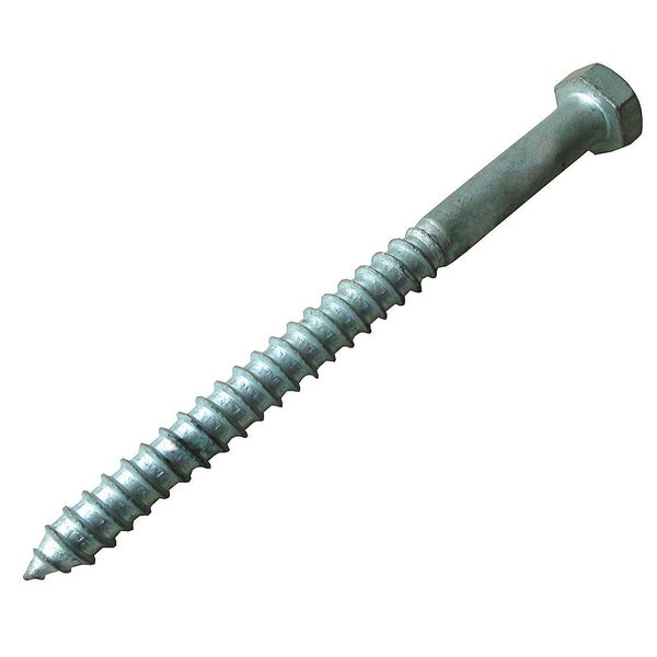 Lag Bolts, 6in.L, 7/8in.W, 7/8in.H, Steel