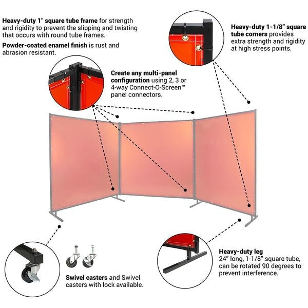 Welding Screen, 6 ft. W, 6 ft., Orange