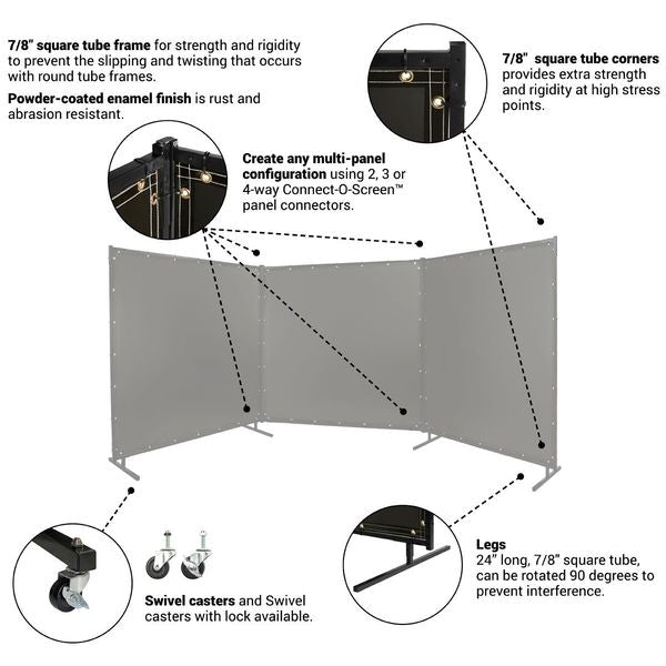 Protect-O-Screens (R) 8 ft Wx6 ft, Charcoal Gray