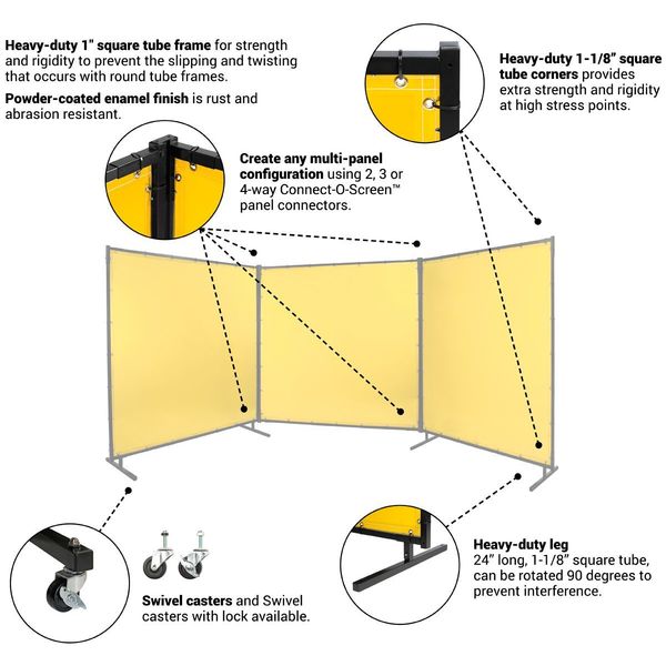 Welding Screen, 6 ft. W, 4 ft., Yellow