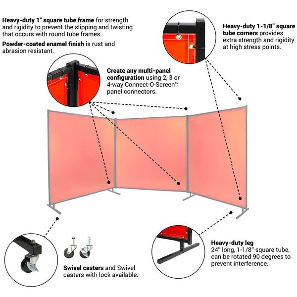 Welding Screen, 8 ft. W, 6 ft., Orange