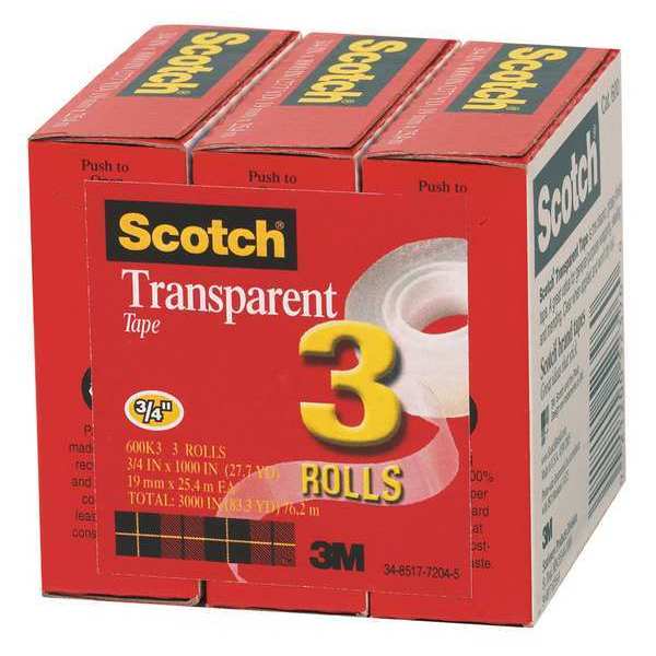 Office Tape, Polyolefin Backing, PK3