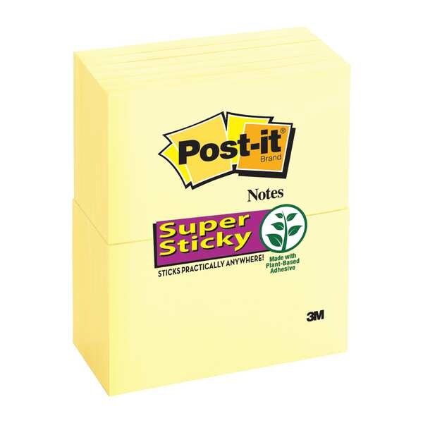 Super Sticky Notes, 3x5 In., Yellow, PK12