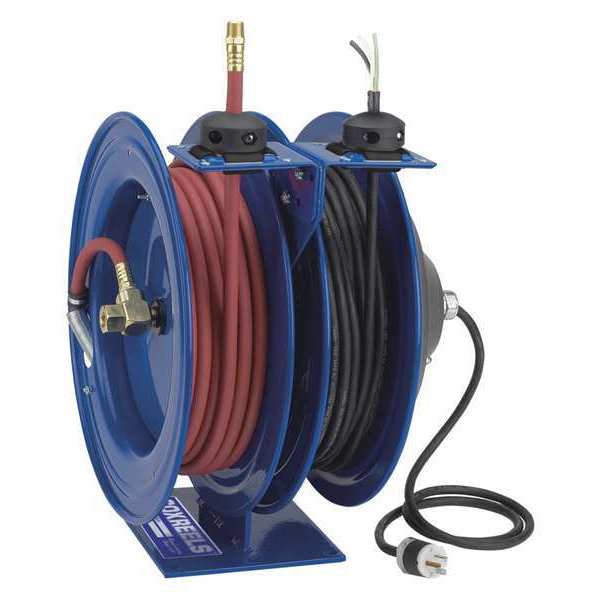 Combination Air/Electric Reel, 3/8 in Hose Dia., 50 ft Length