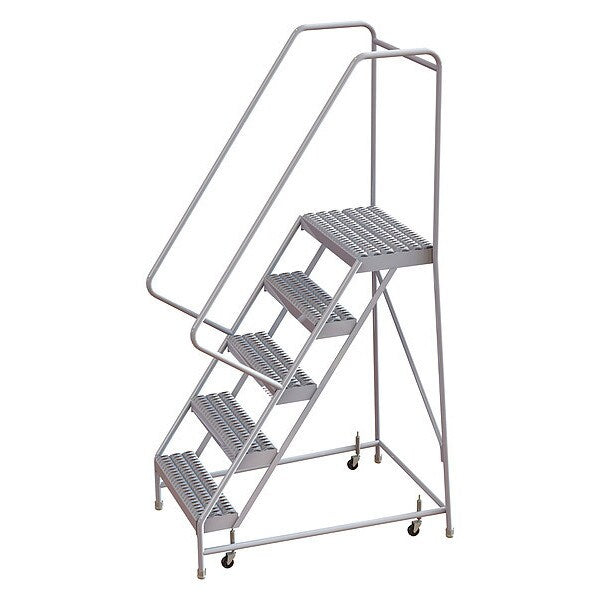 82 in H Aluminum Rolling Ladder, 5 Steps