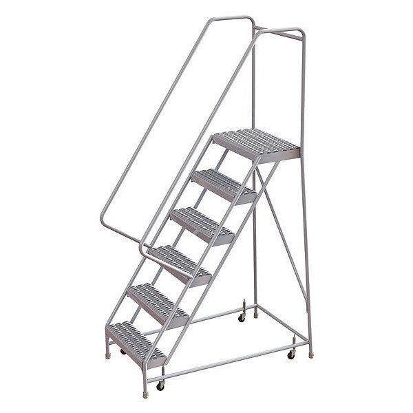 92 in H Aluminum Rolling Ladder, 6 Steps