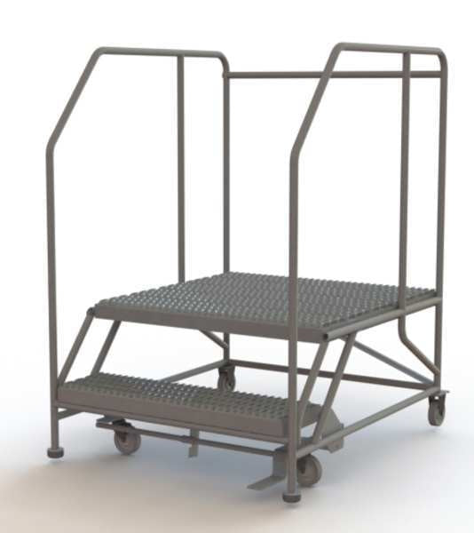 Rolling Work Platform, Steel, 2 Steps