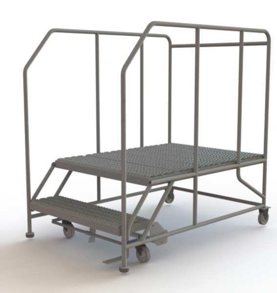 Rolling Work Platform, Steel, 2 Steps