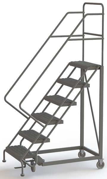 96 in H Steel Configurable Rolling Ladder, 6 Steps