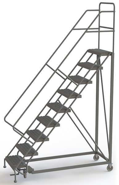 126 in H Steel Configurable Rolling Ladder, 9 Steps