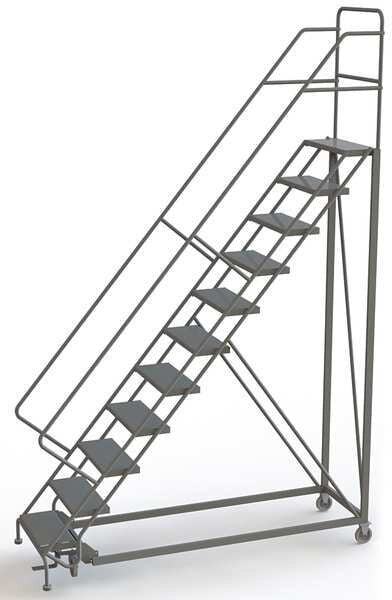 146 in H Steel Configurable Rolling Ladder, 11 Steps
