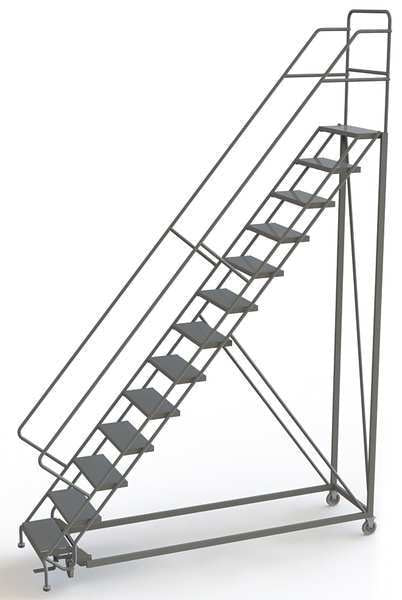 166 in H Steel Configurable Rolling Ladder, 13 Steps