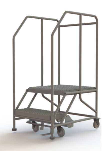 Rolling Work Platform, Steel, 2 Steps