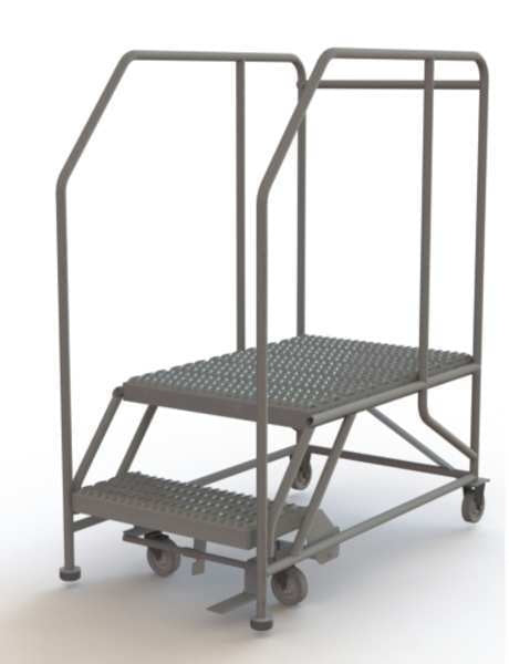 Rolling Work Platform, Steel, 2 Steps