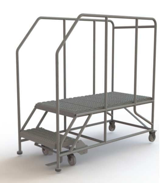 Rolling Work Platform, Steel, 2 Steps
