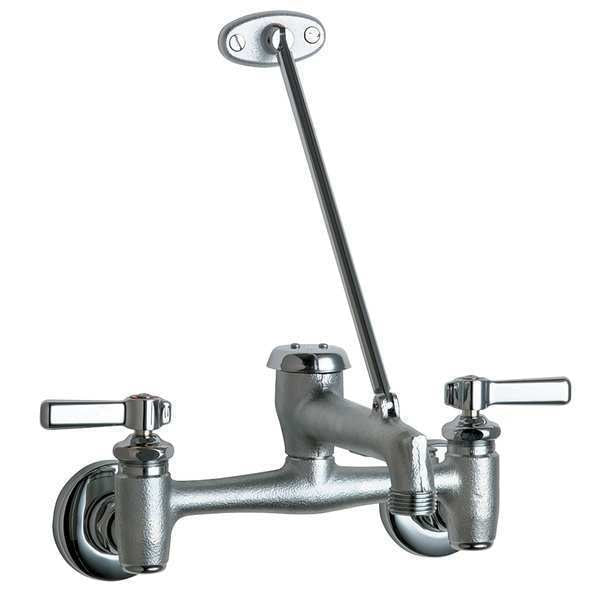 Service Sink Faucet, Wall Mount, 12 gpm Flow Rate, 5-3/4 in Spout L, Metal, Chrome Finish