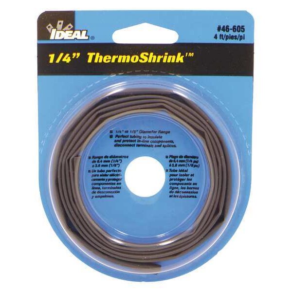 Shrink Tubing, 0.268in ID, Black, 4ft, PK5