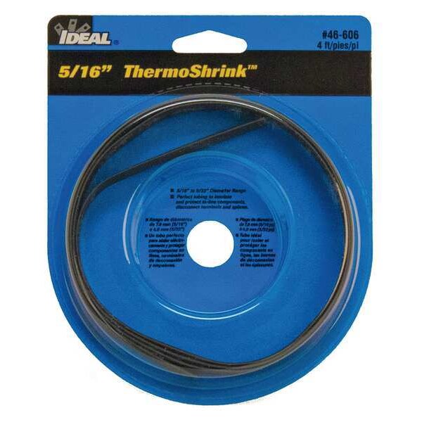 Shrink Tubing, 0.346in ID, Black, 4ft, PK5