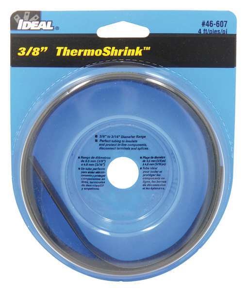 Shrink Tubing, 0.421in ID, Black, 4ft, PK5