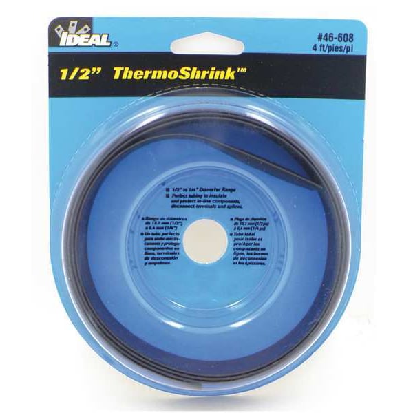 Shrink Tubing, 0.539in ID, Black, 4ft, PK5