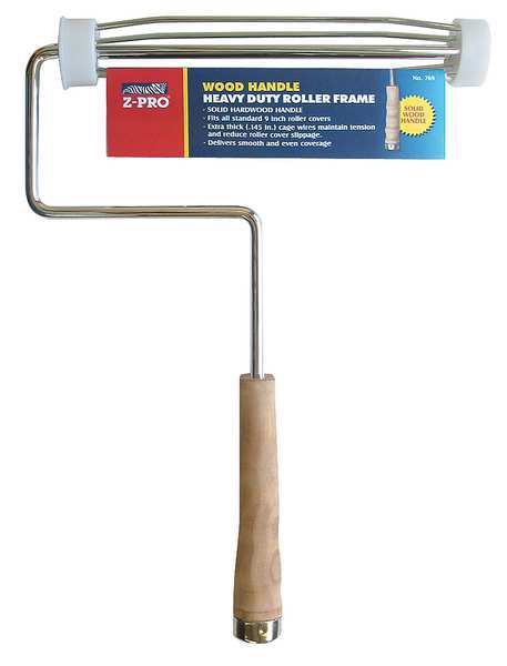 Paint Roller Frame, 5 Wire Cage, Wood Handle, 9