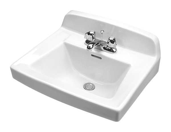 Lavatory Sink, Vitreous China White, Wall Hung Bowl Size 15