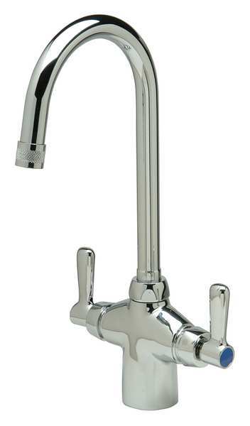 Lever Handle Single Hole Mount, 1 Hole Gooseneck Laboratory Faucet, Polished chrome