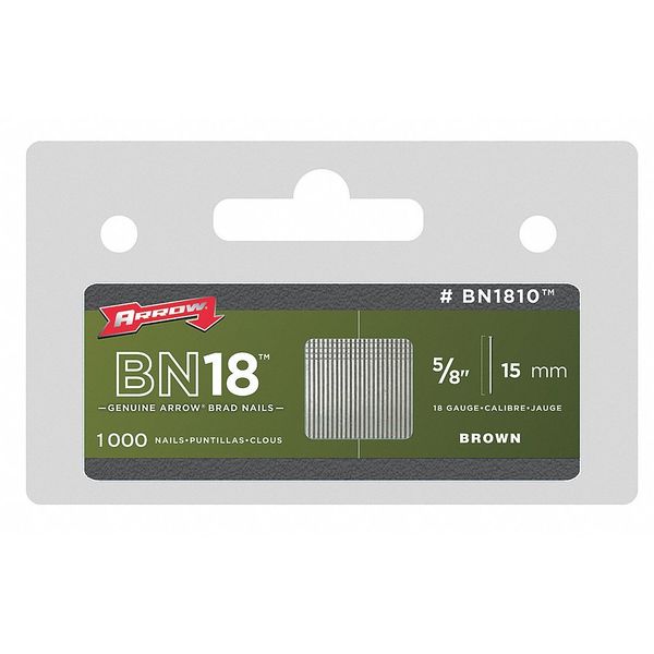 Collated Brad Nail, 5/8 in L, 18 ga, Hot Dipped Galvanized, Flat Head, 1000 PK