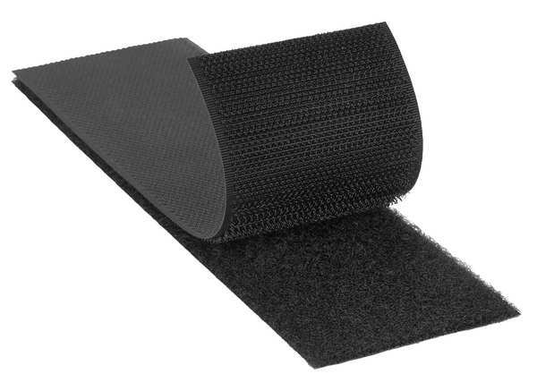 Reclosable Fastener, No Adhesive, 150 ft, 1 in Wd, Black, 12 PK