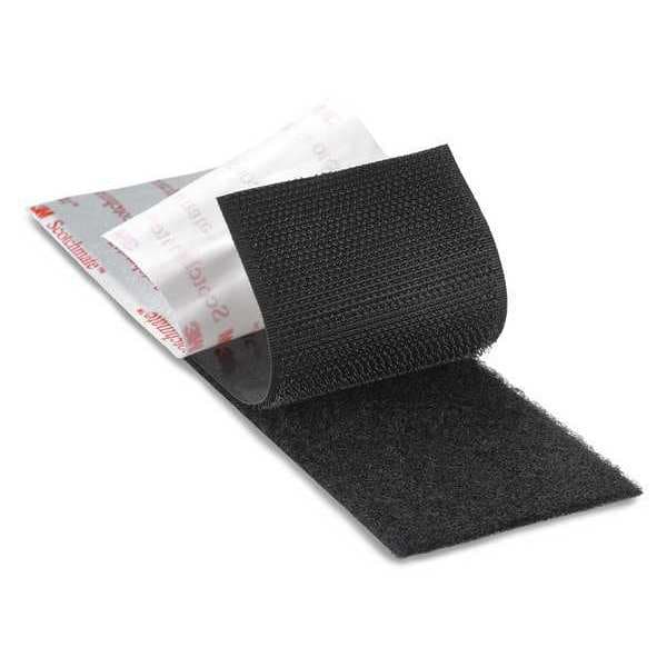 Reclosable Fastener, Rubber Adhesive, 150 ft, 5/8 in Wd, Black, 4 PK