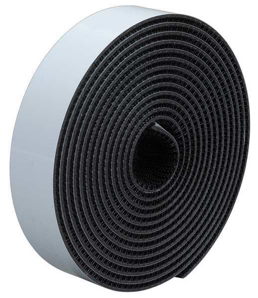 Reclosable Fastener, Rubber Adhesive, 150 ft, 3/4 in Wd, Black, 2 PK