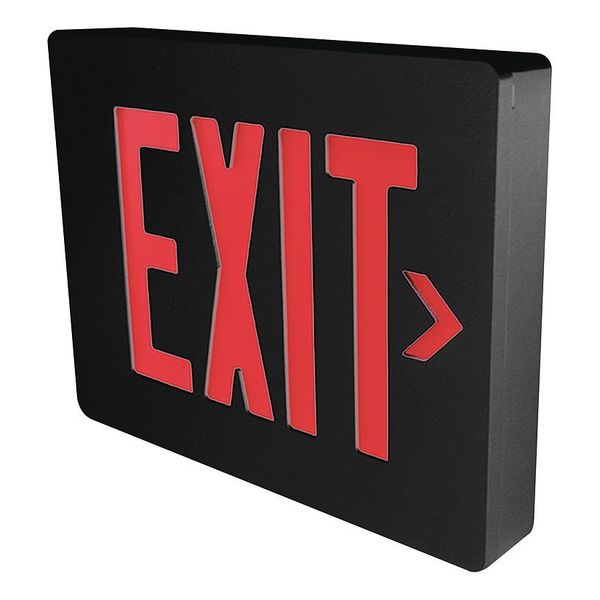 Exit Sign, Red Ltrs, Bk Hsg, Brshdalumstcil